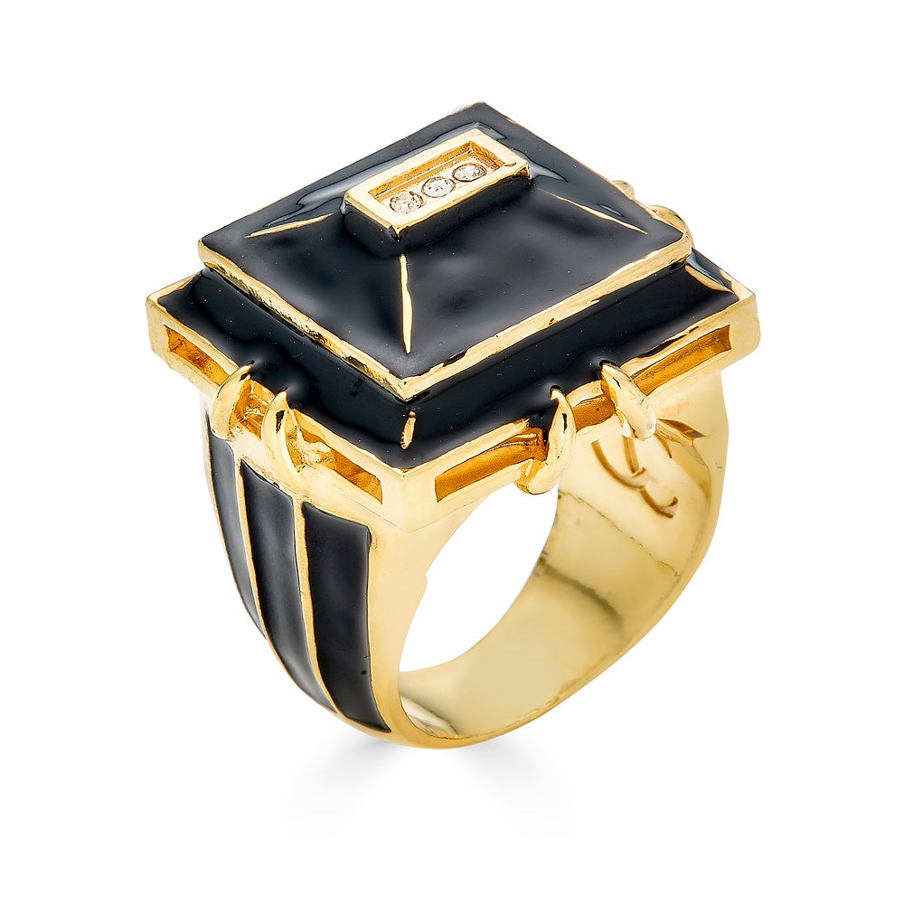 Large Geometric Ring - Gold
