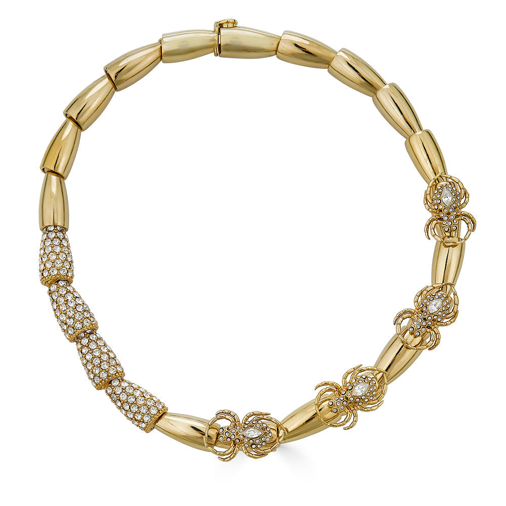 Spider Armor Stone Necklace - Gold
