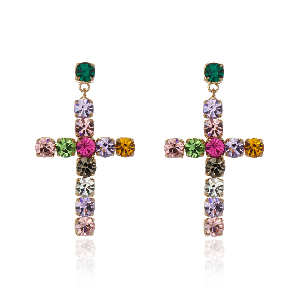 Dazzling Cross Earring Multigold