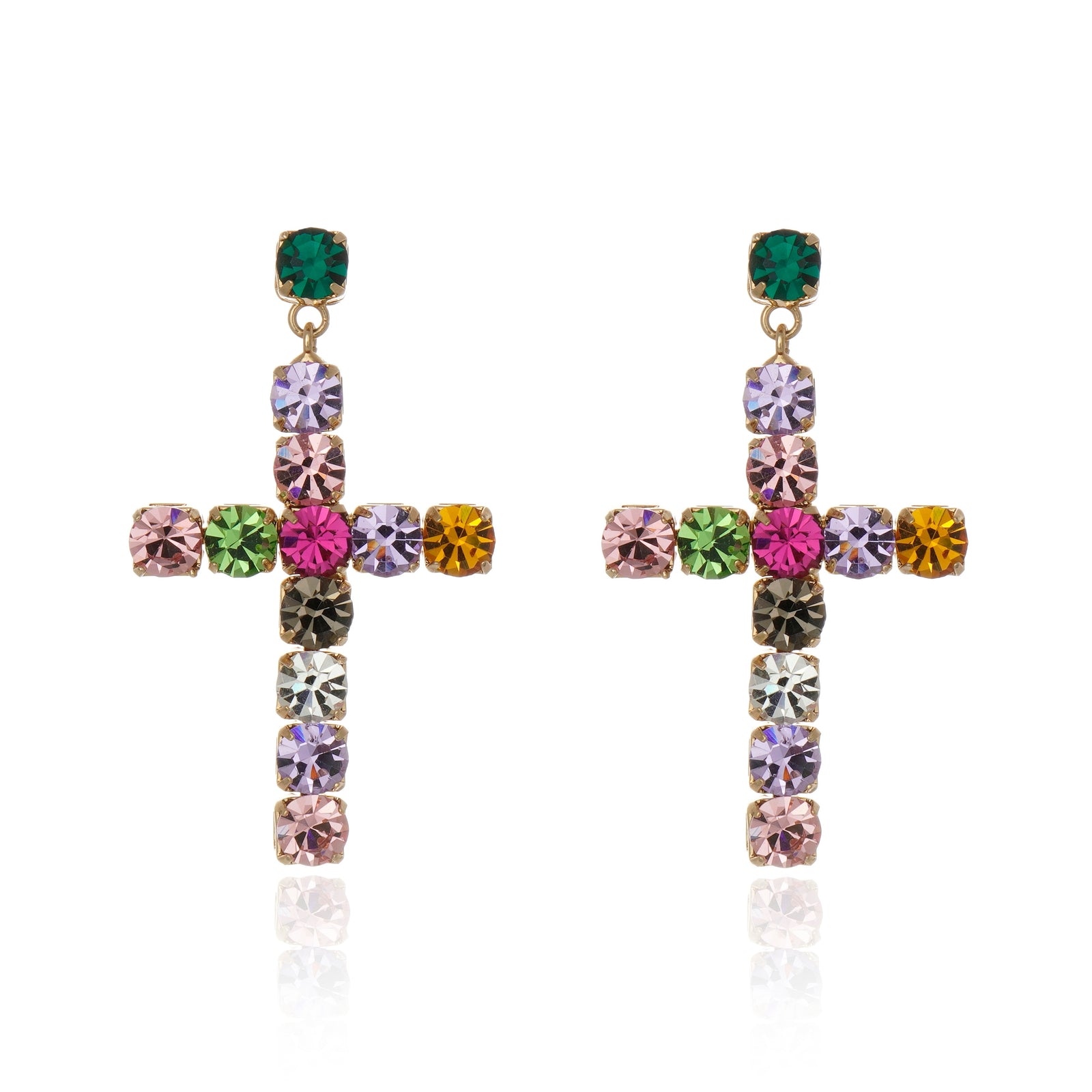 Dazzling Cross Earring Multigold