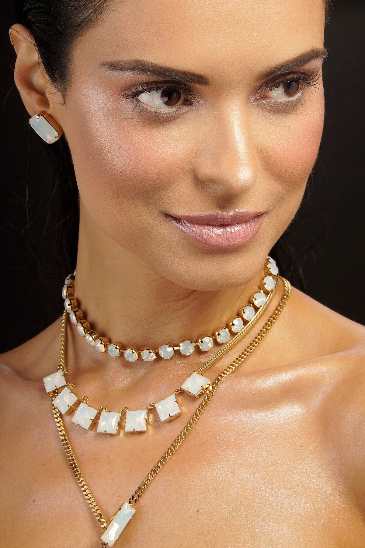 Emma Crystal Necklace - Moonstone Gold