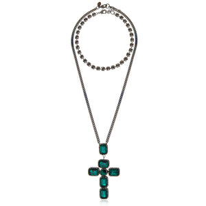 Divine Cross Necklace Emerald