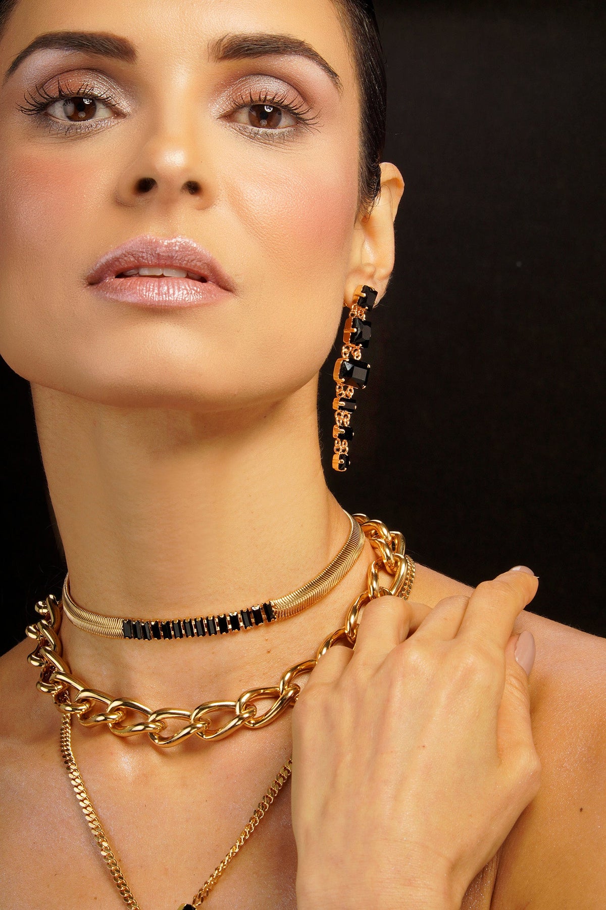 Elizabeth Crystal Choker  - Black Gold