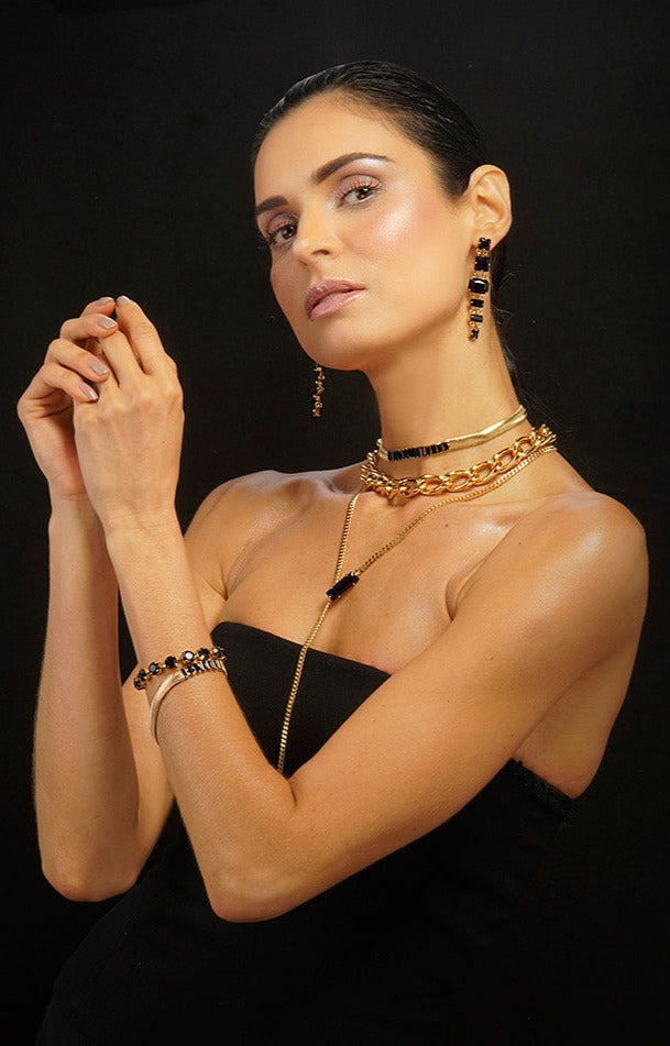 Elizabeth Crystal Bracelet - Crystal Black Diamond Silver