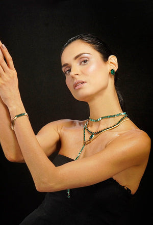 Elizabeth Crystal Bracelet - Emerald Gold