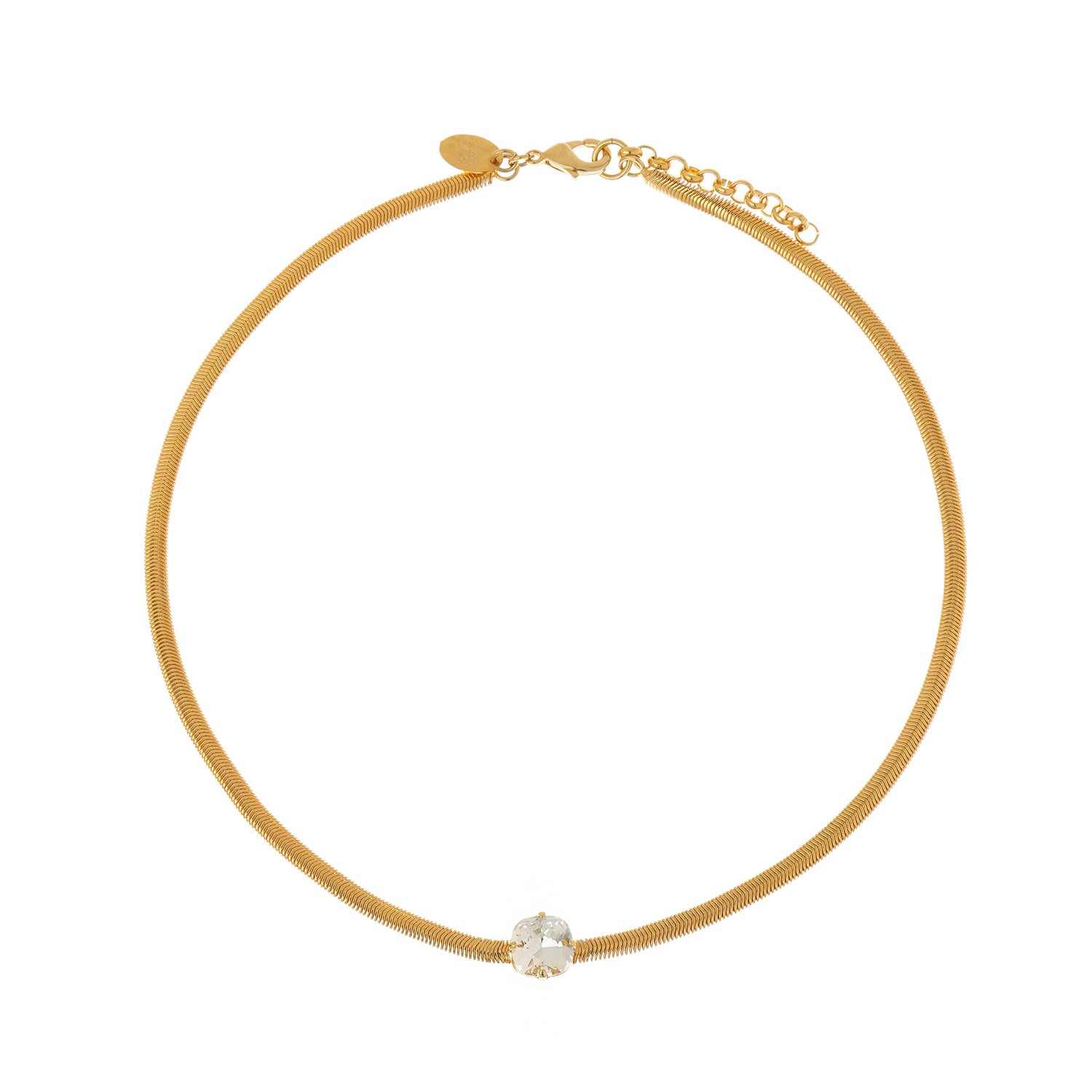 Round Gem Necklace Gold