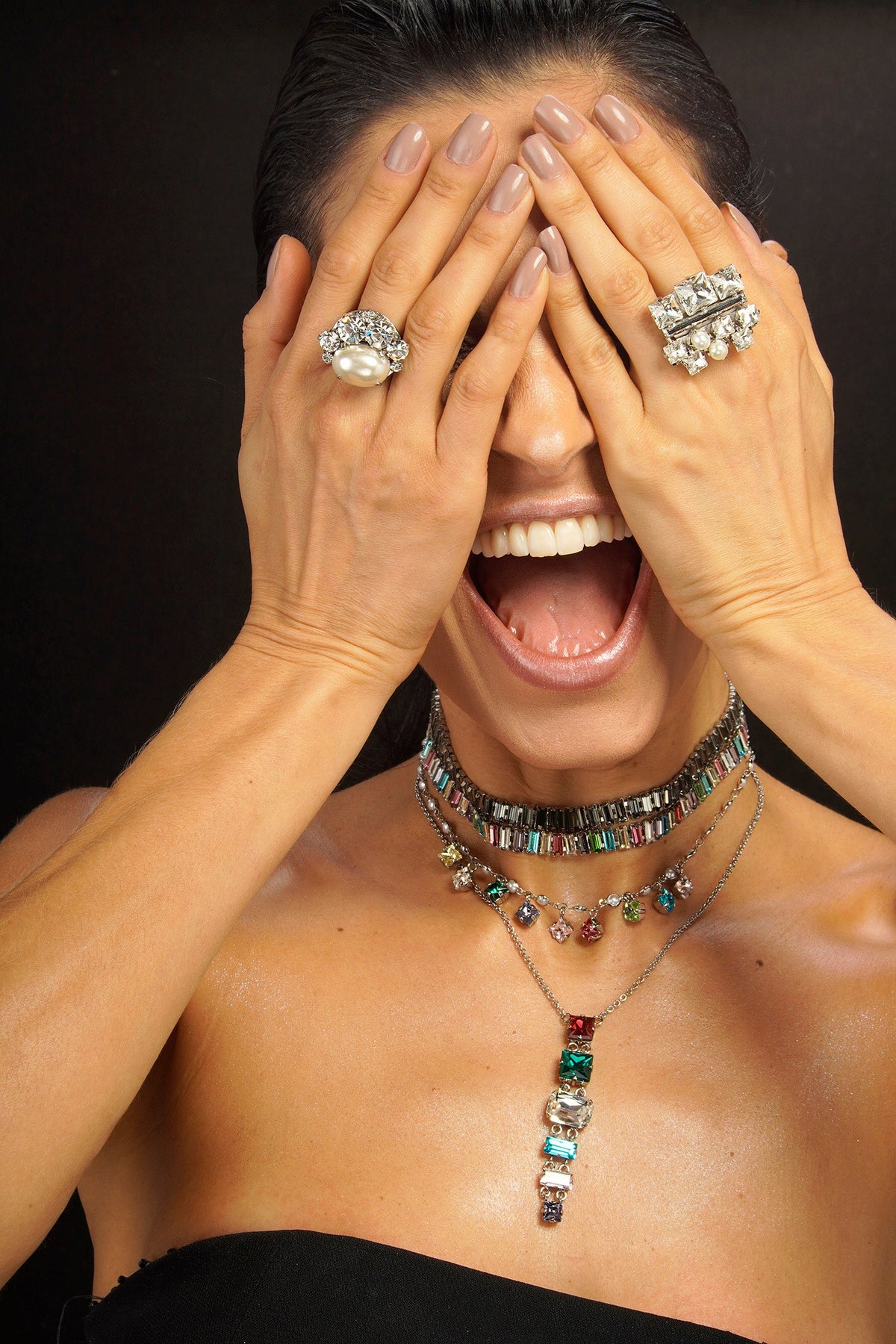 Ariana Drop Necklace - Crystal Black Diamond Silver