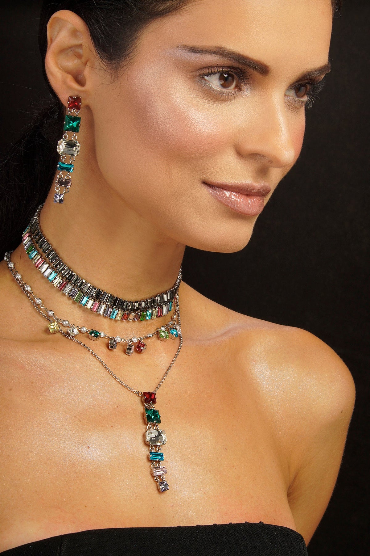 Ariana Drop Earrings - Multi Silver