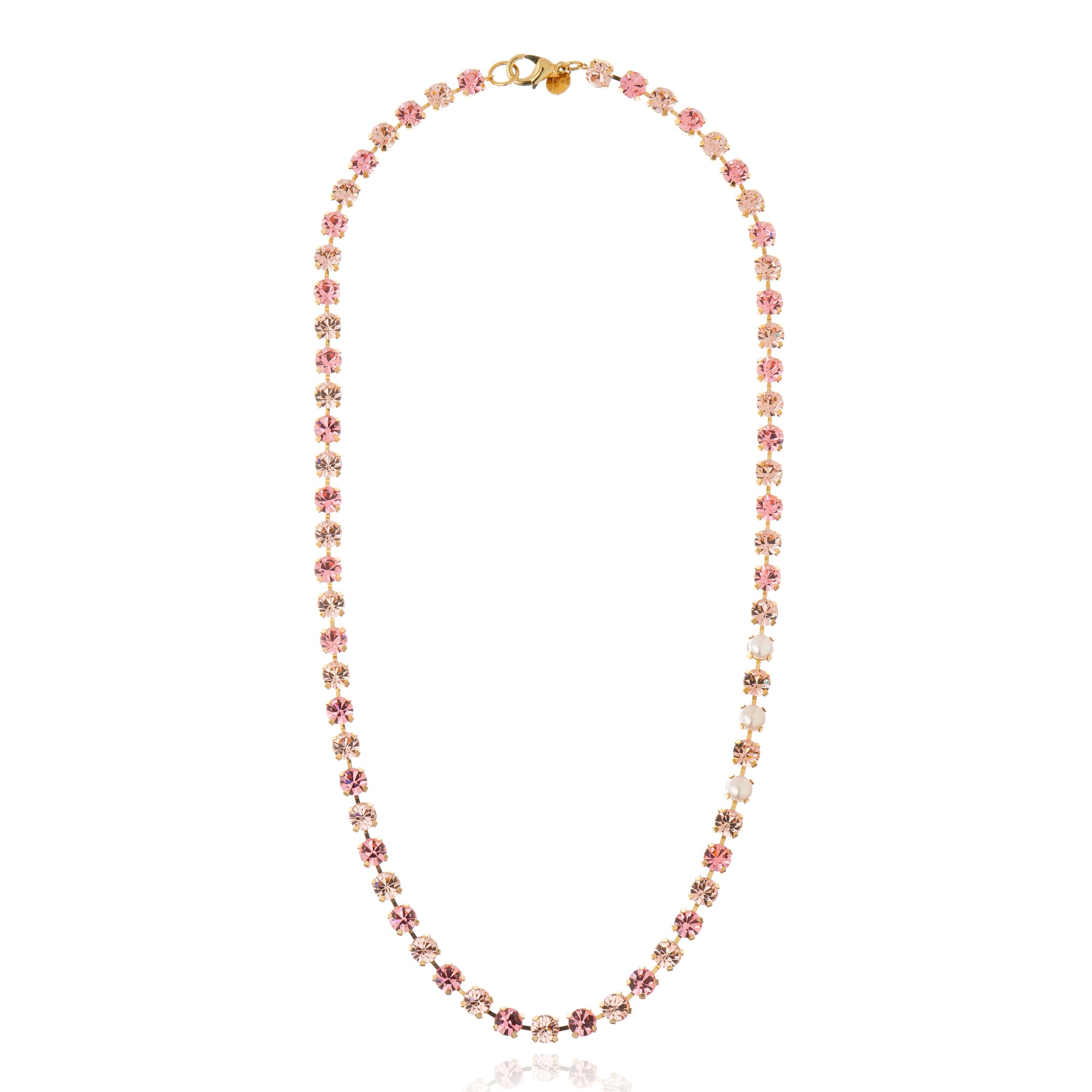 Dazzling Infinity Necklace - Pink Crystal Gold