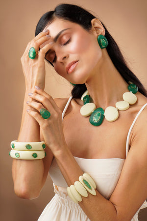 Resin Concept Bracelet - Green and Beige