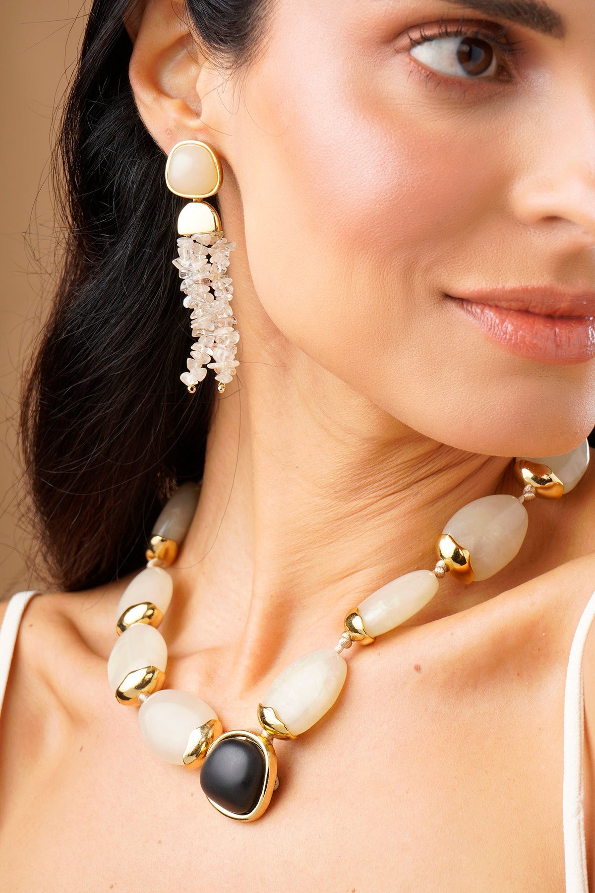 Resin Rain Drop Earring - Sand