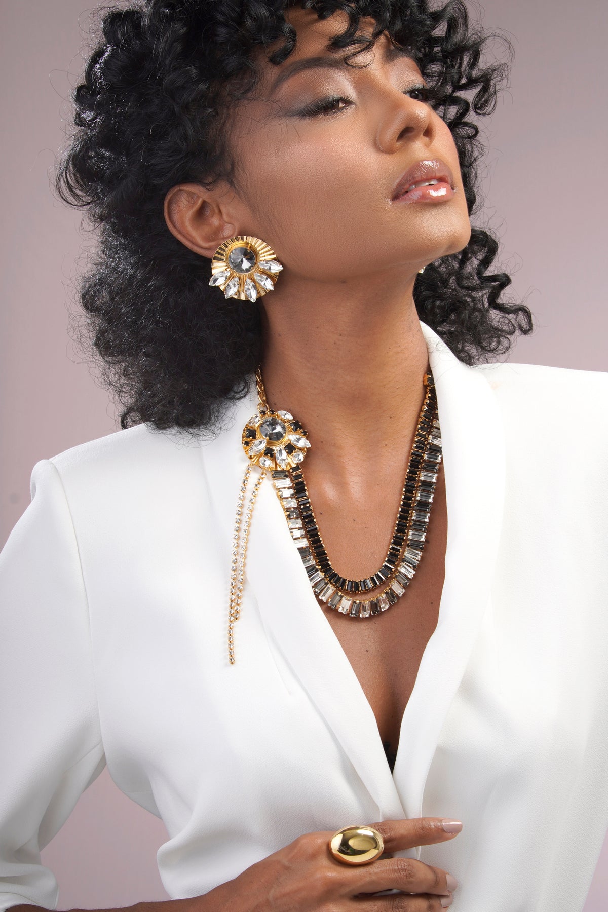 Alya Necklace - Black Diamond Gold