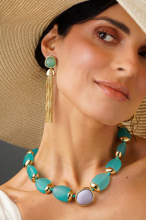 Resin Fringe Earring - Turquoise