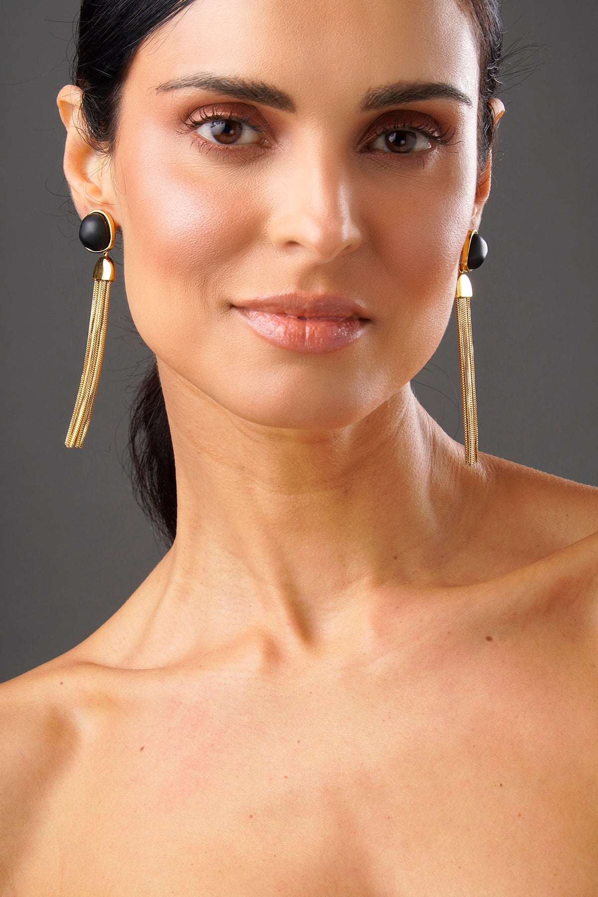 Resin Fringe Earring - Black