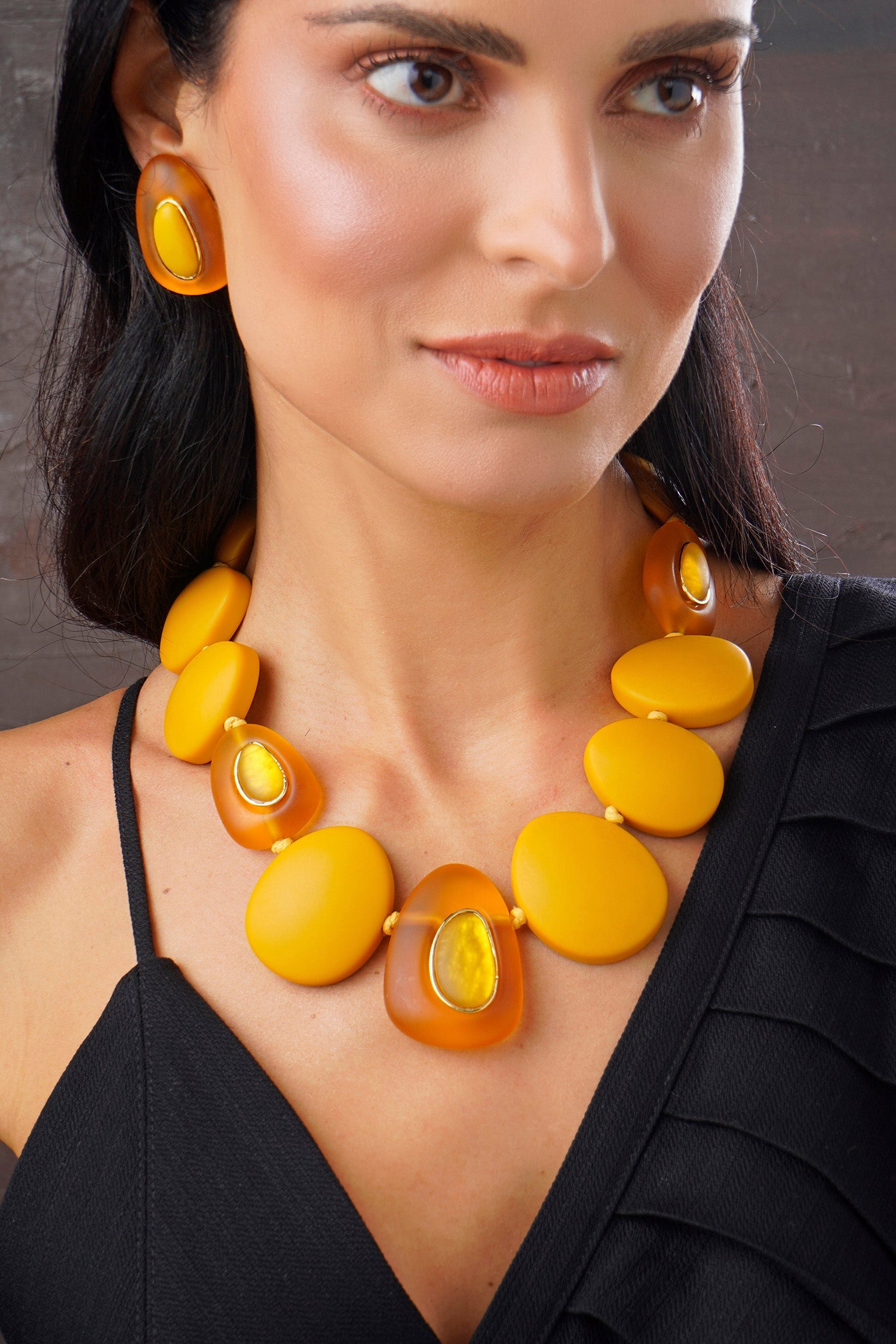 Drop Concept Resin Necklace - Honey