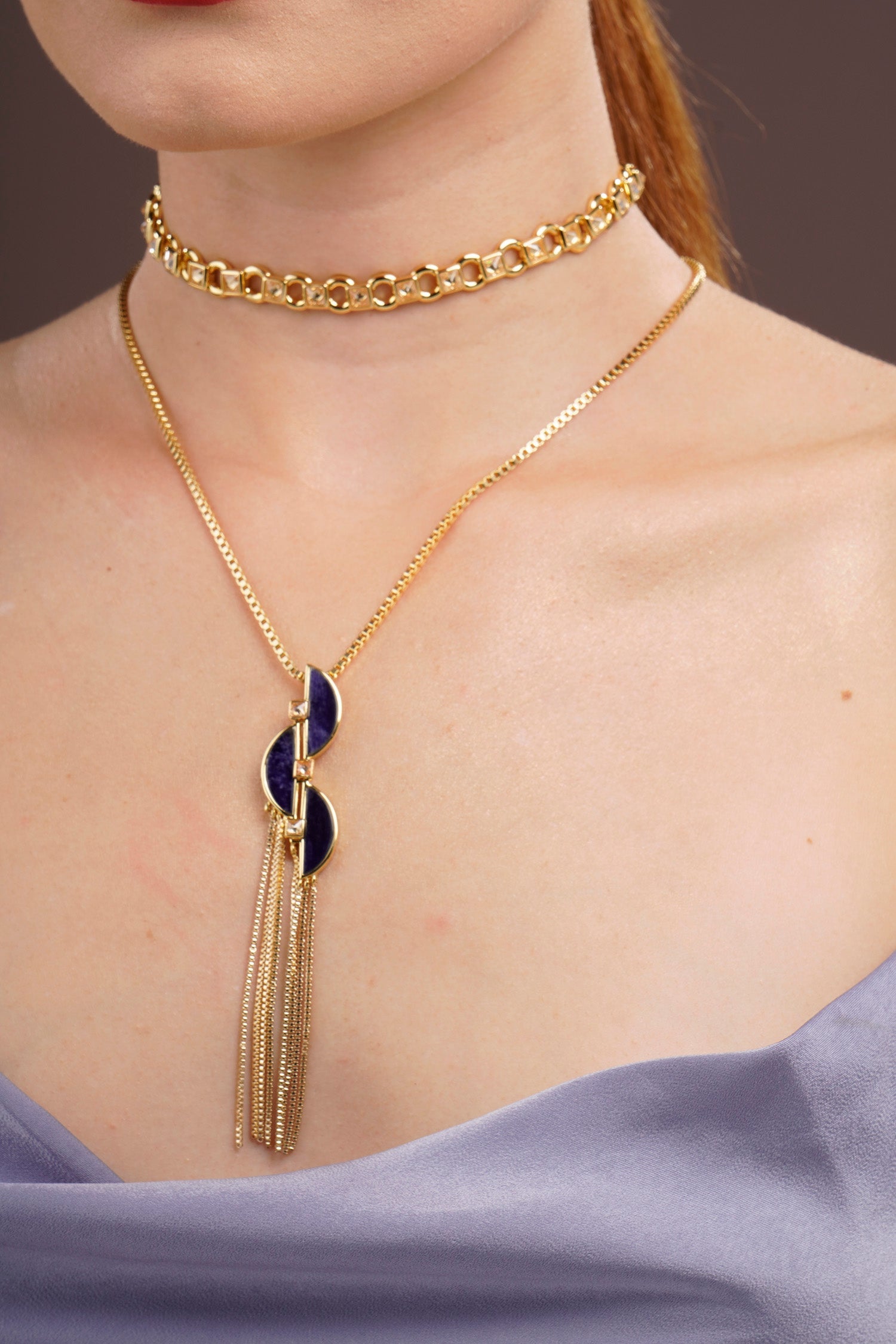 Connection Fringe Necklace Sodalite