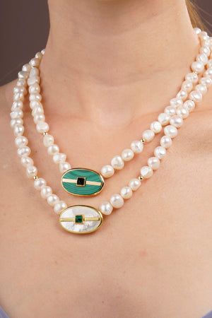 Inspire Pearl Necklace Malachite