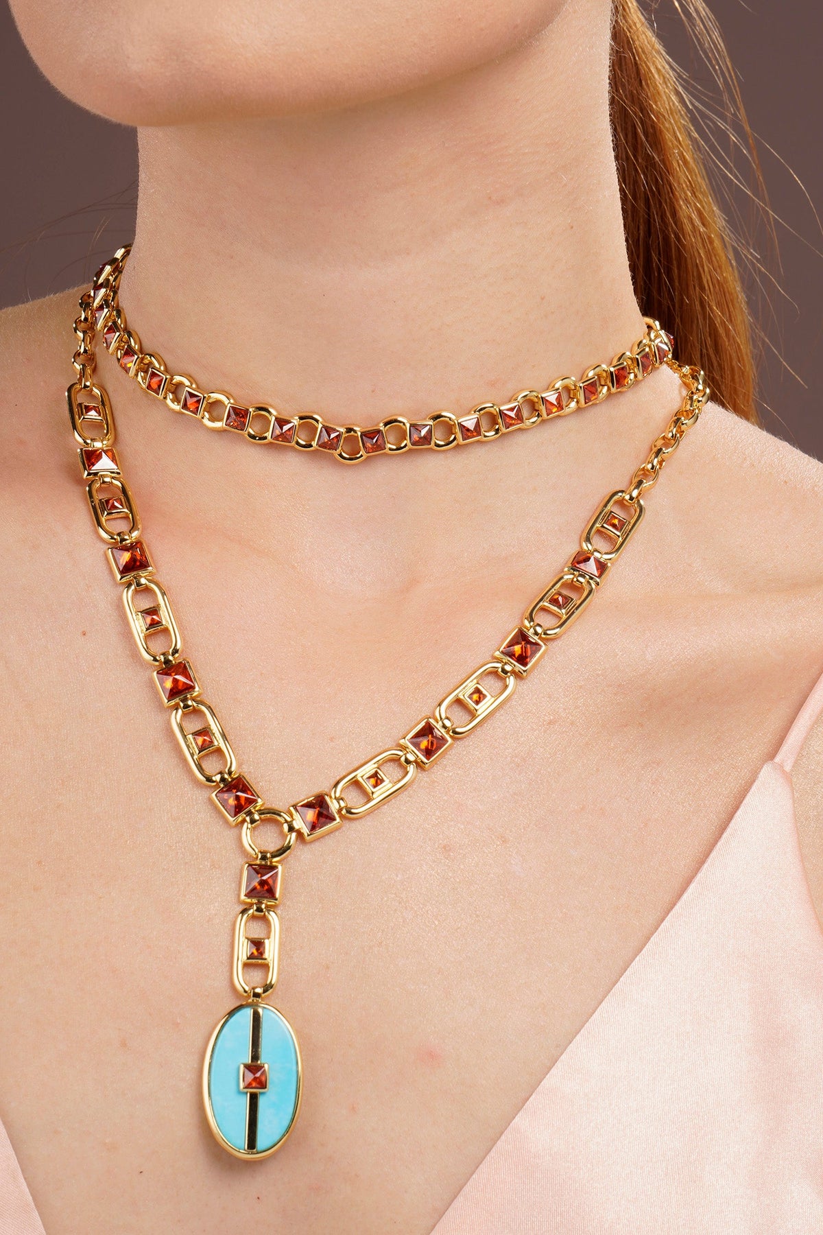 Inspire Drop Necklace Blue Howlite