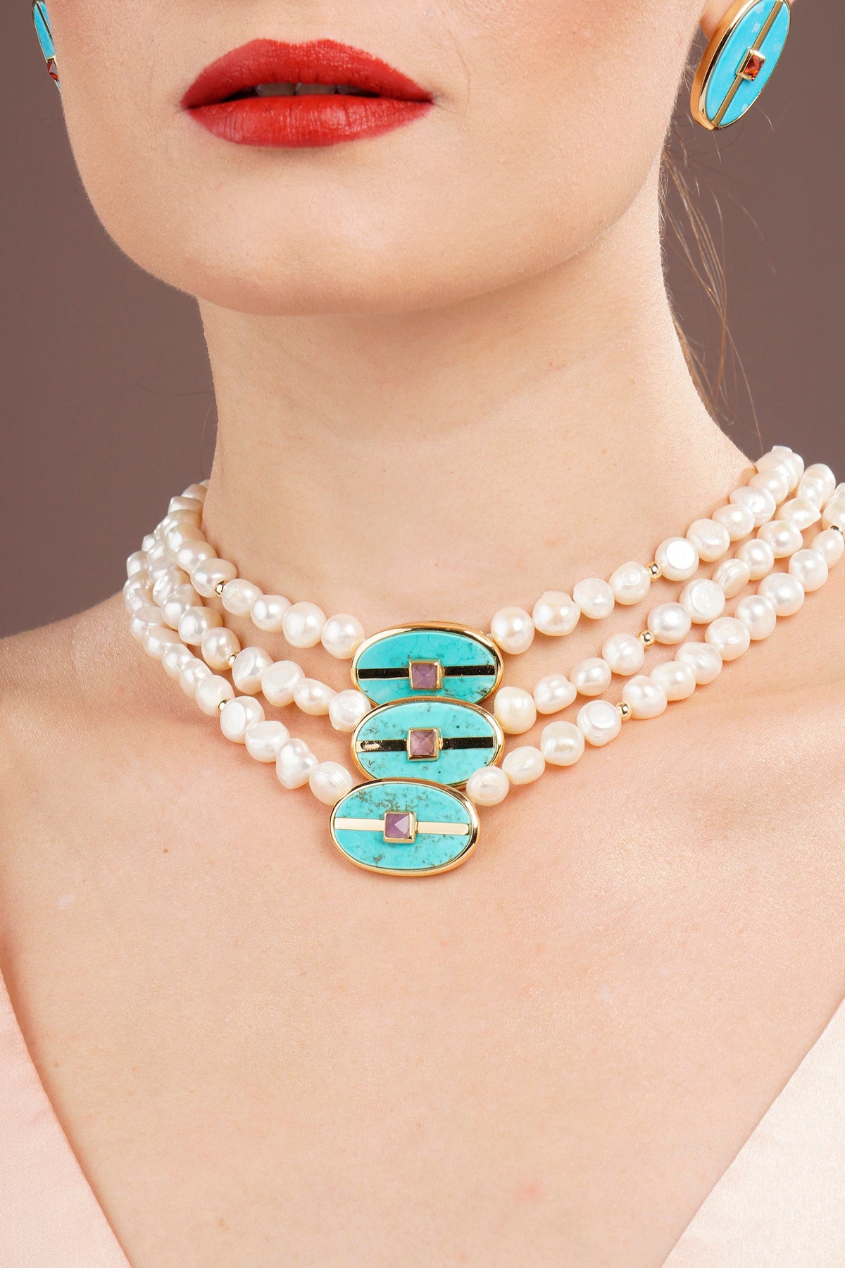 Inspire Pearl Necklace Turquoise