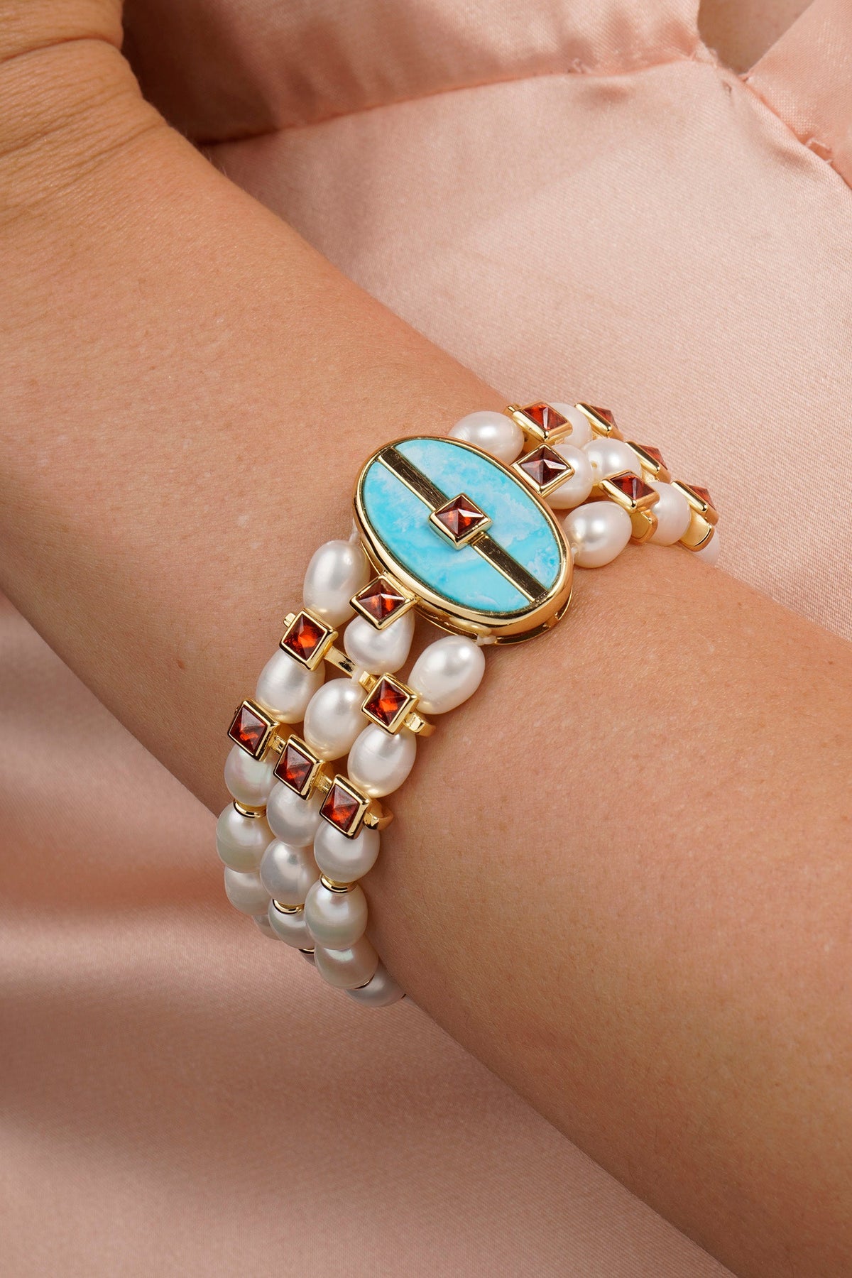 Inspire Pearl Bracelet Blue Howlite