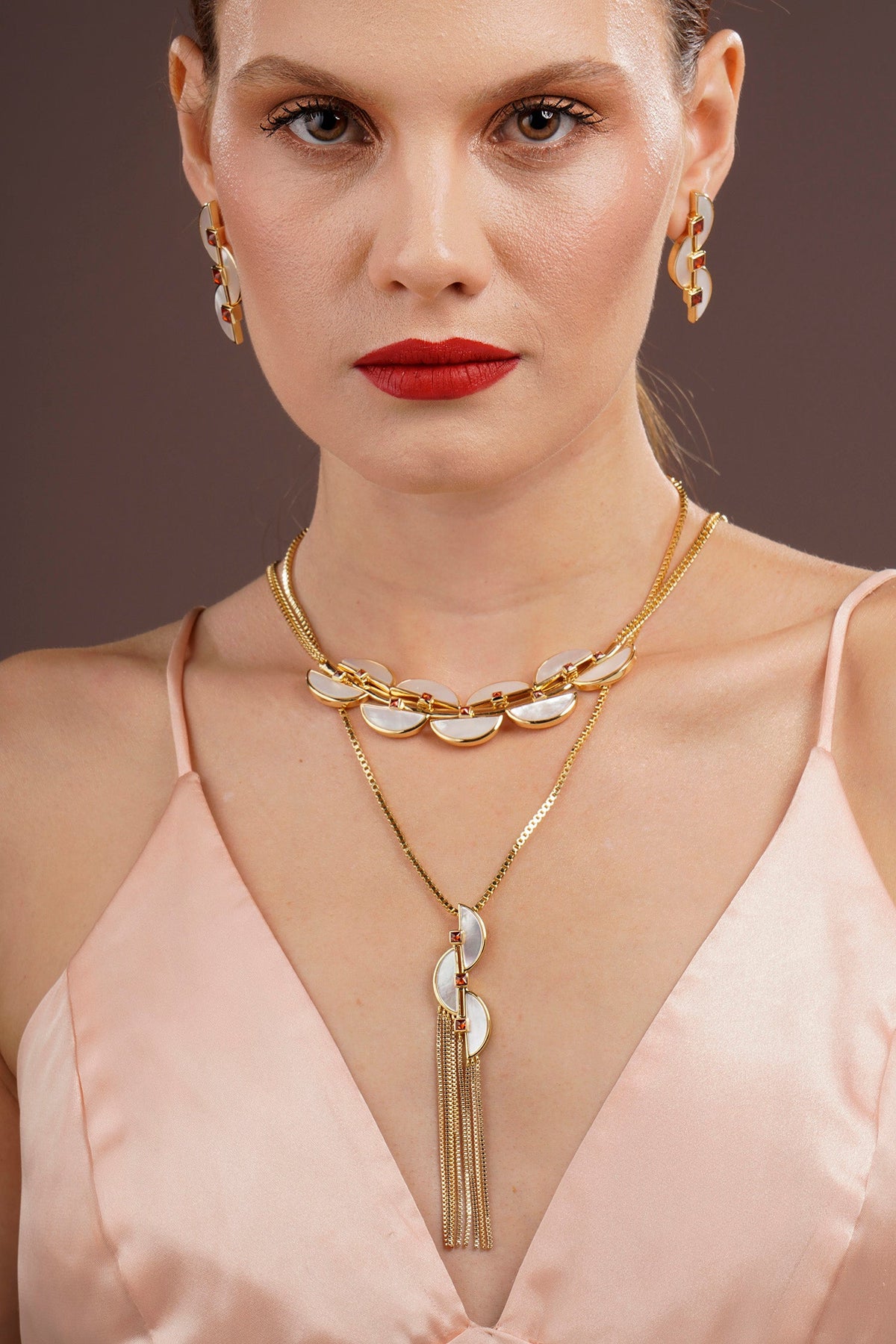 Connection Fringe Necklace White Mother of Pearl