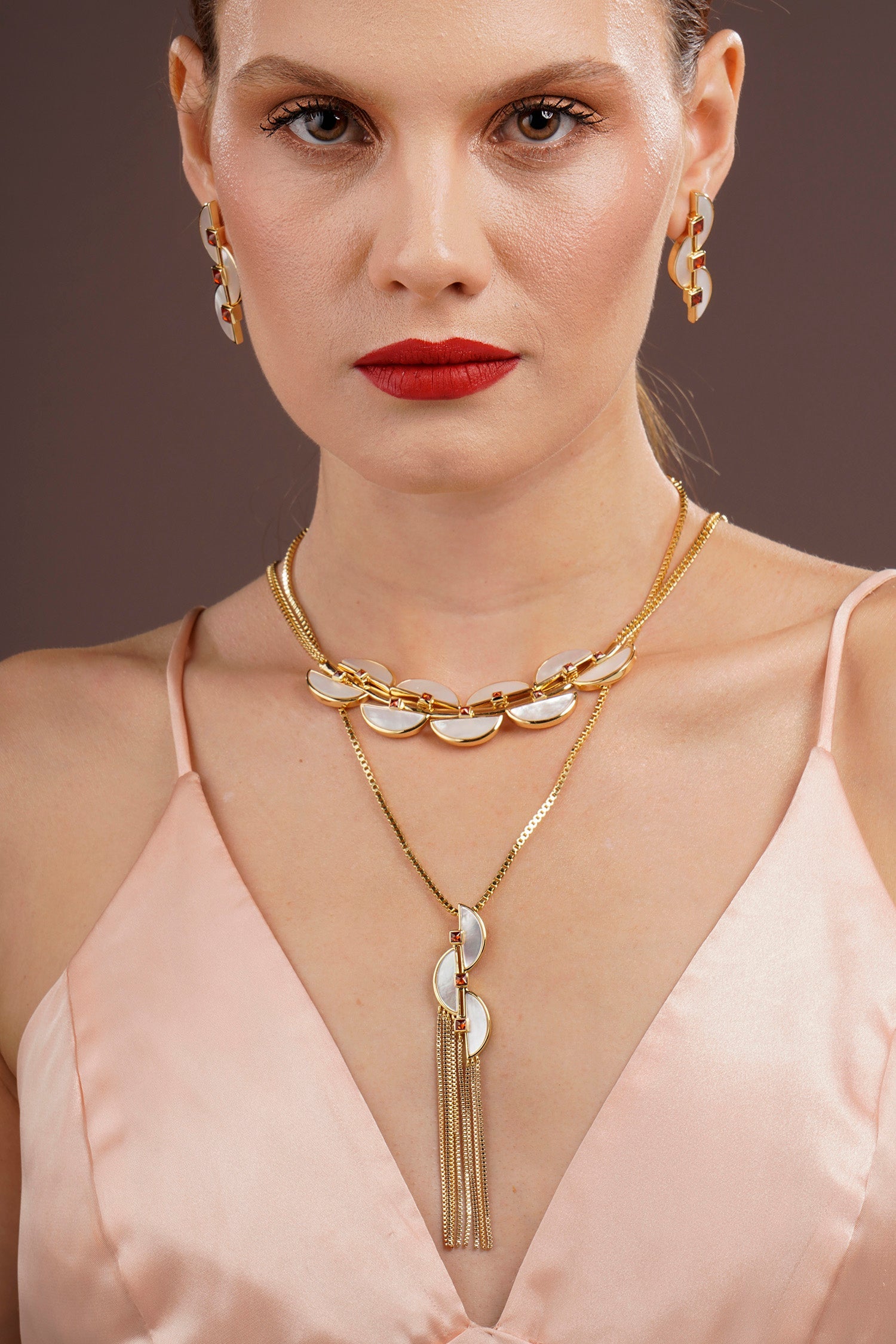 Connection Fringe Necklace White Mother of Pearl