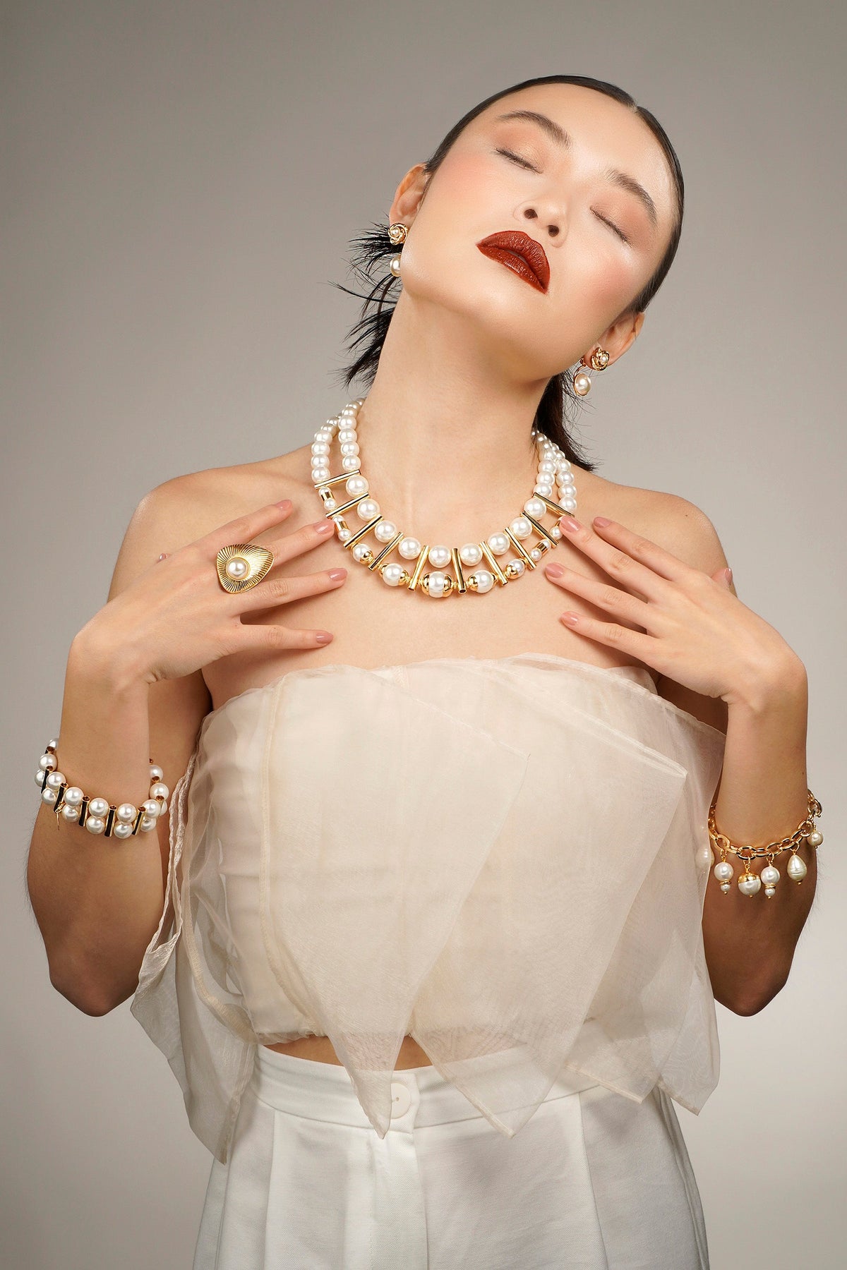 Taj Mahal Duo Necklace - Pearl