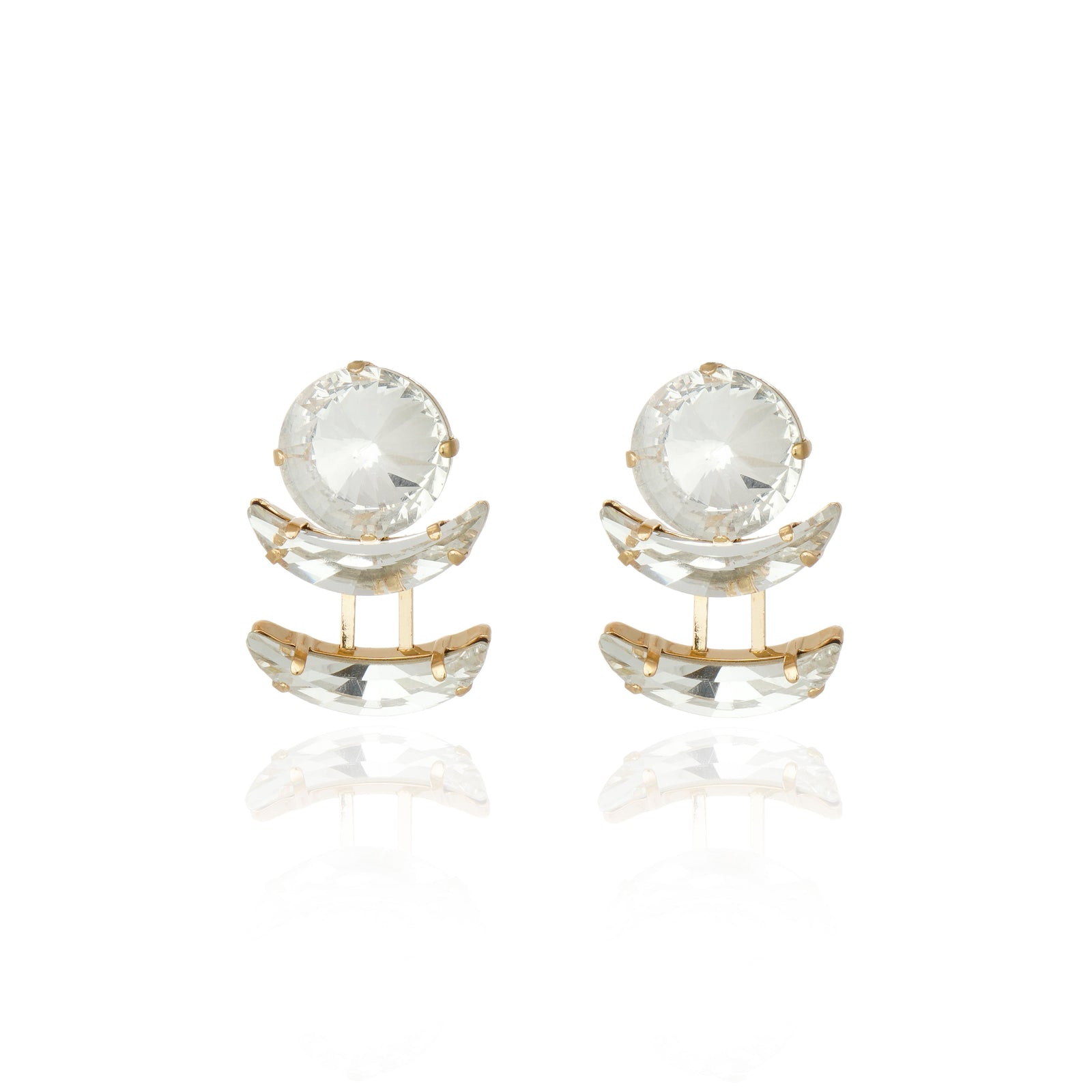 Helene Moon Drop Earring Crystal Gold