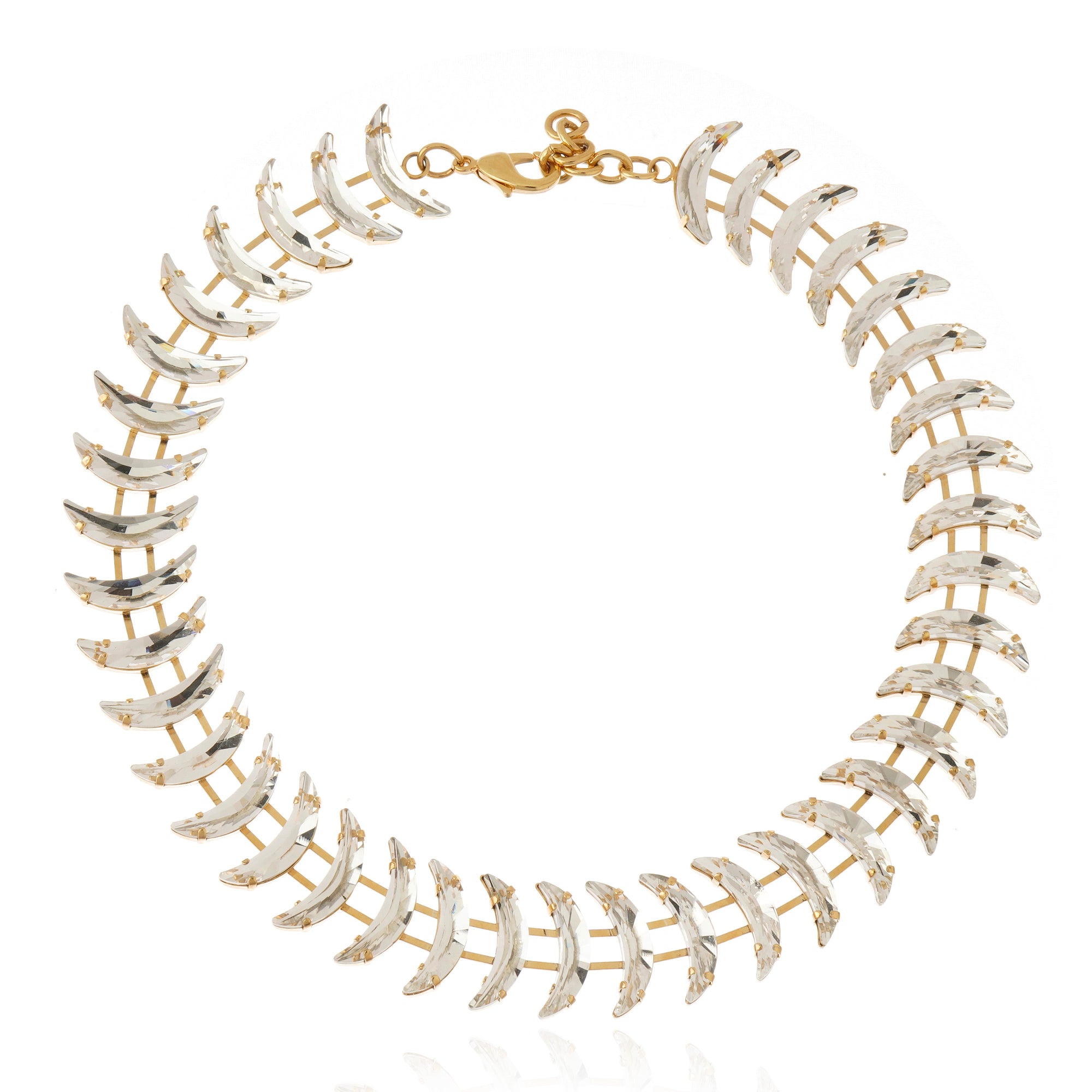 Helene Moon Necklace Crystal Gold