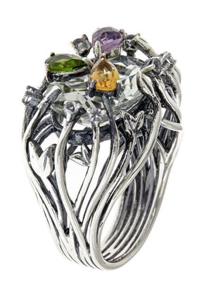 Jewelry Women's Rings - Green Amethyst Iris Blossom Ring in Black Rhodium by Cristina Sabatini