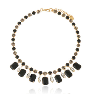 Lucida Necklace Crystal Black Diamond - Gold