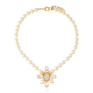 Maia Pearl Necklace Crystal