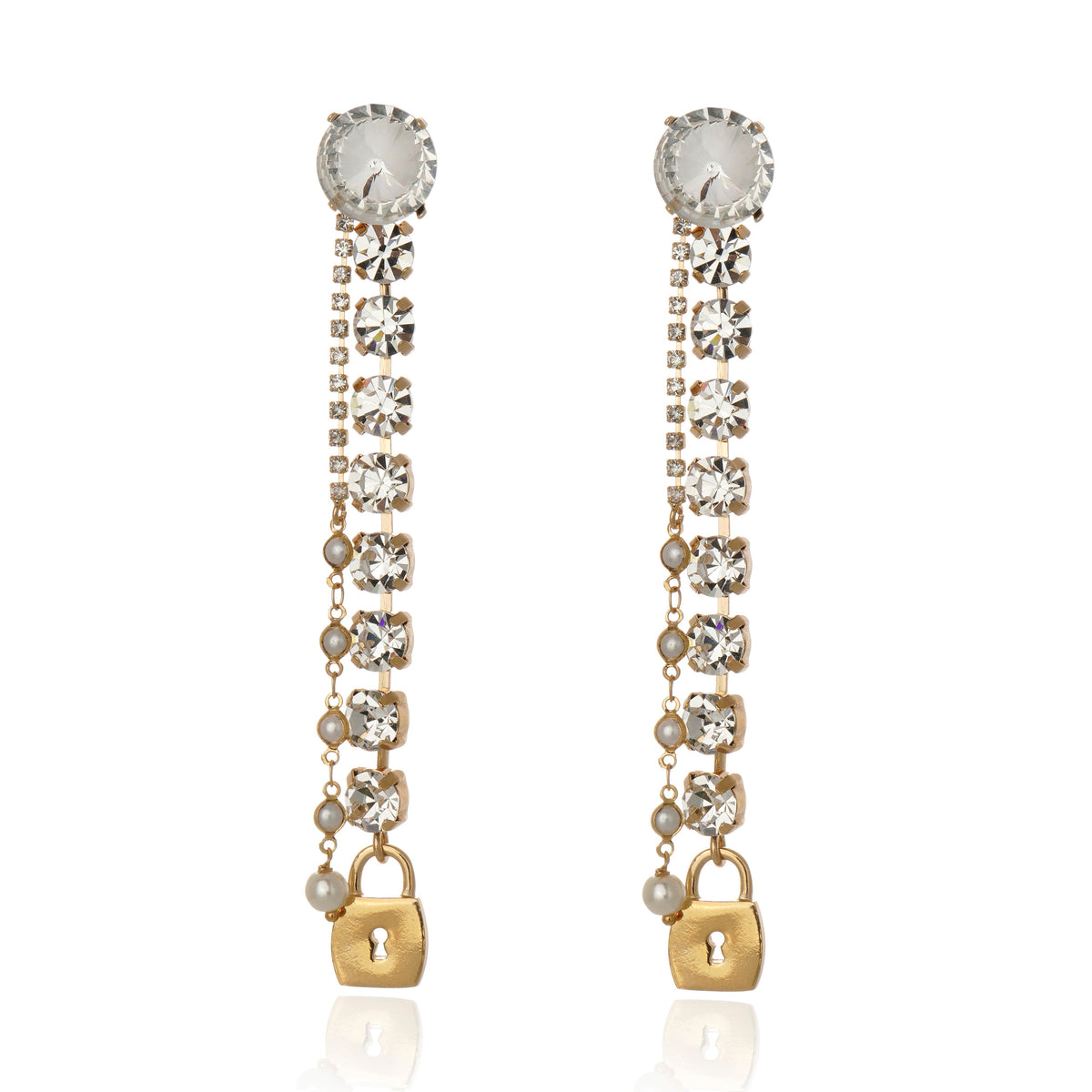 Rana Slim Earring Crystal Silver