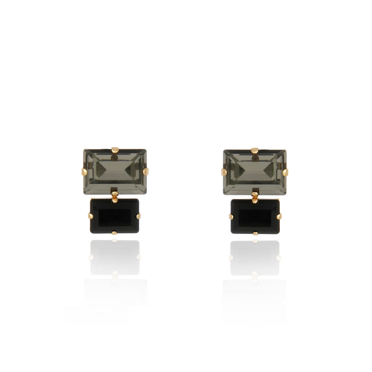 Valentina Dual Stud Black Diamond Gold