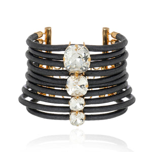 Diamondize Leather Bracelet Gold