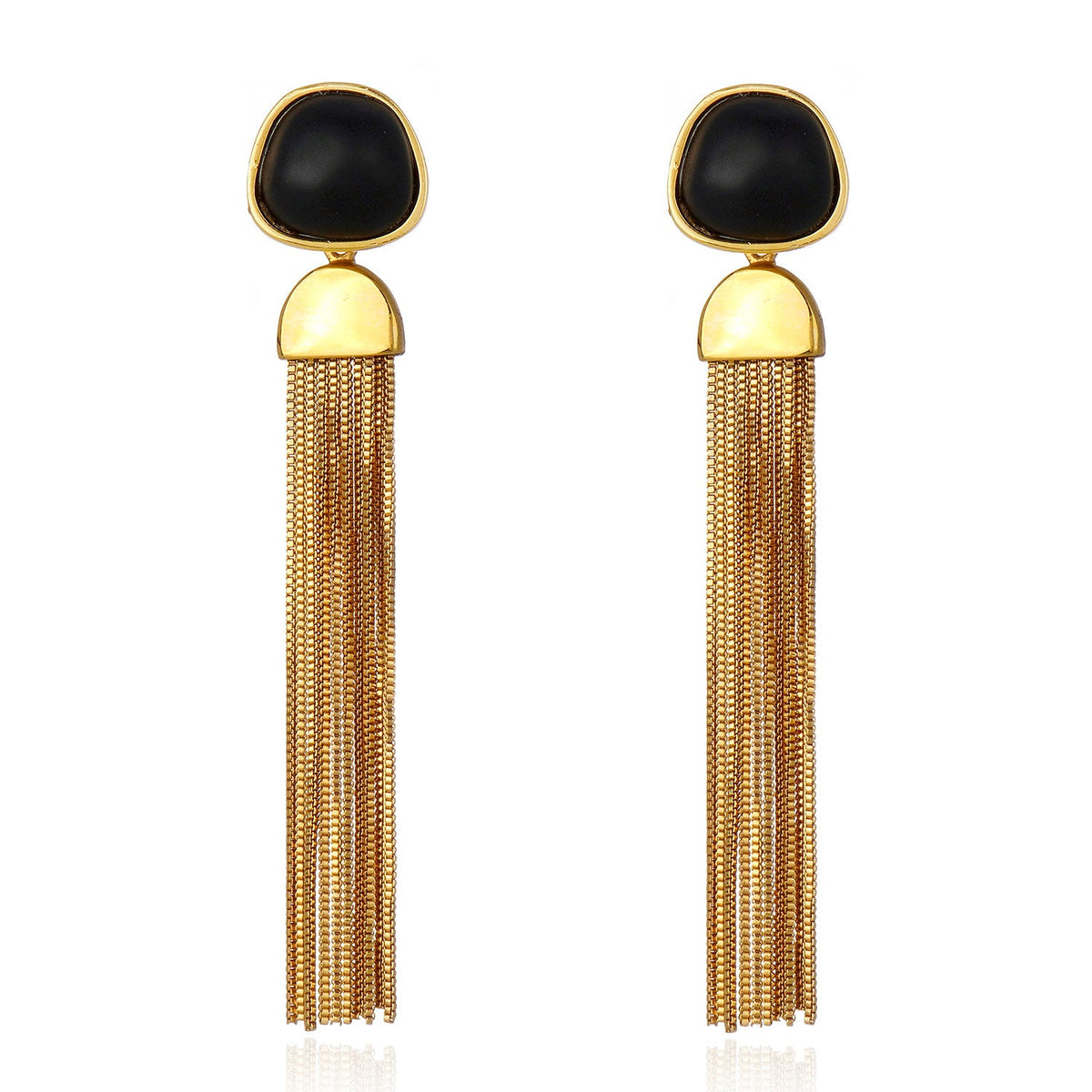 Resin Fringe Earring - Black