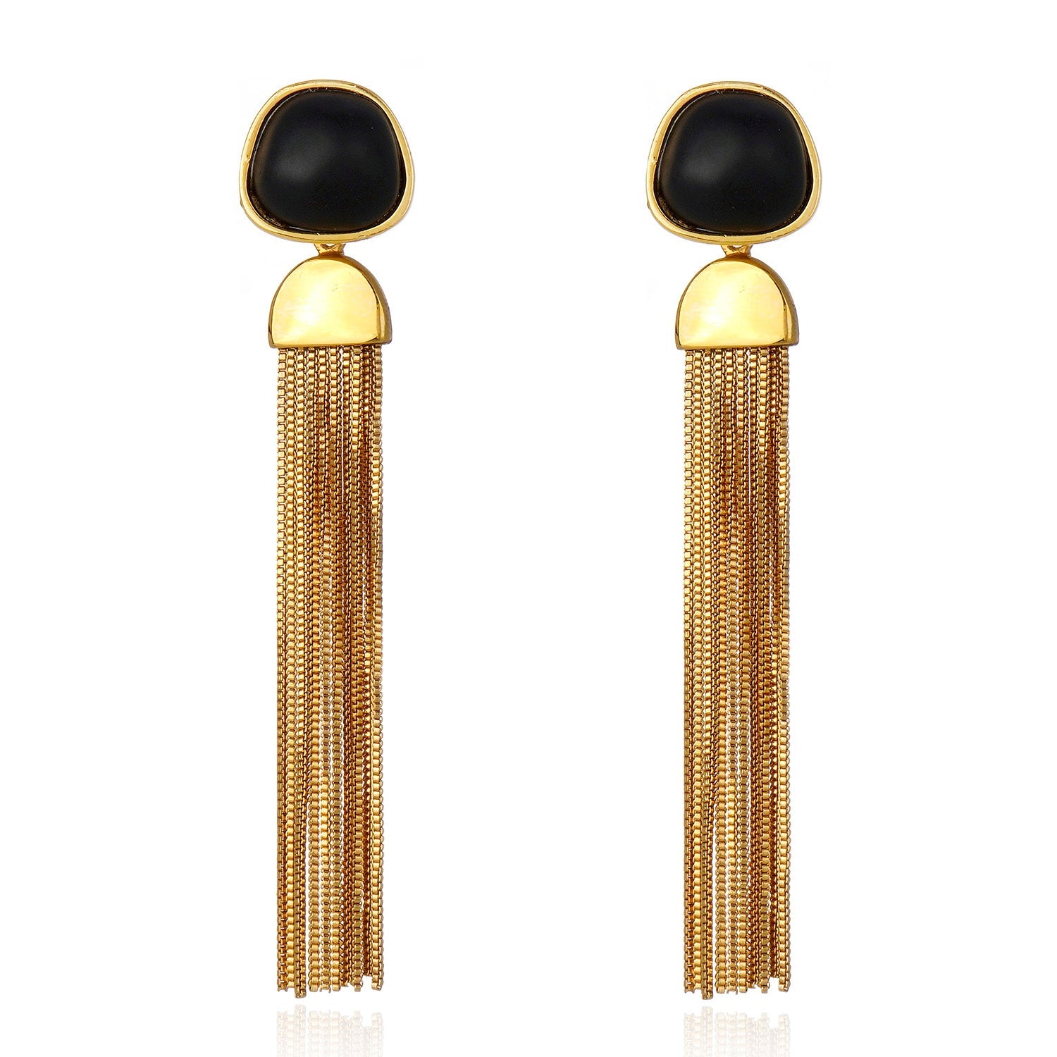 Resin Fringe Earring - Black