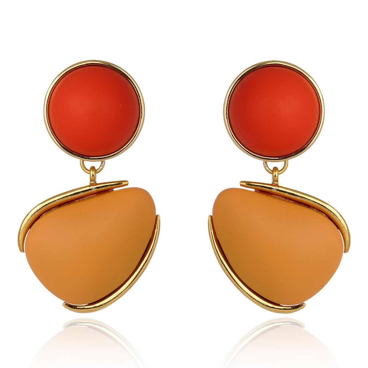Dual Concept Resin Earring - Coral and Beige