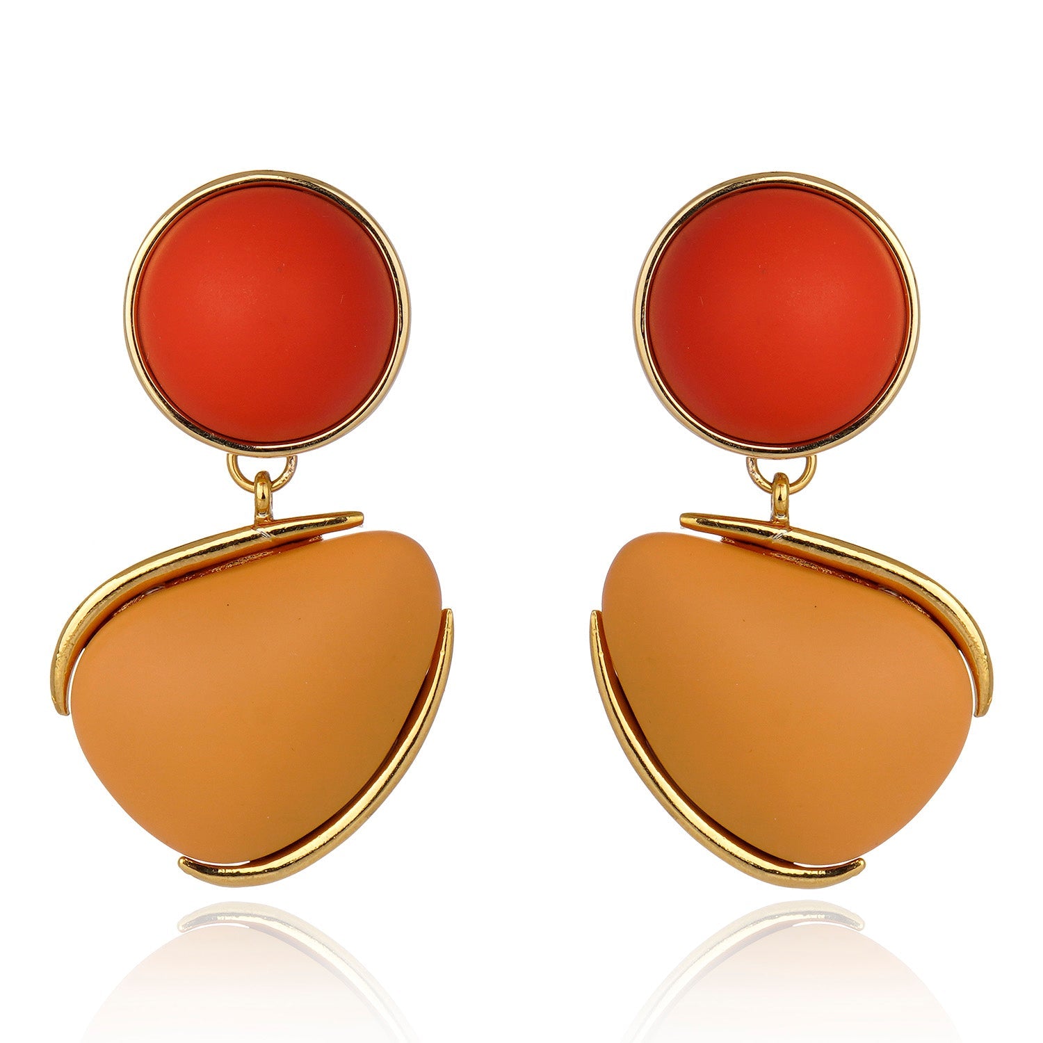 Dual Concept Resin Earring - Coral and Beige
