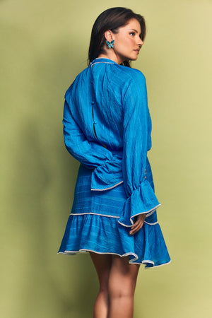 Nova Puff Sleeve Mini Dress - Ocean