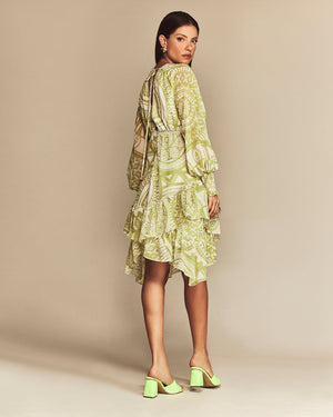 Kylie Long Sleeve Mini Dress - Lime