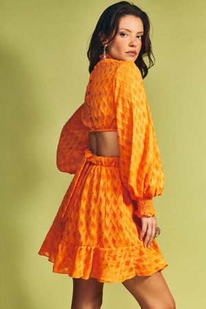 Ariana Long Sleeve Mini Dress - Orange